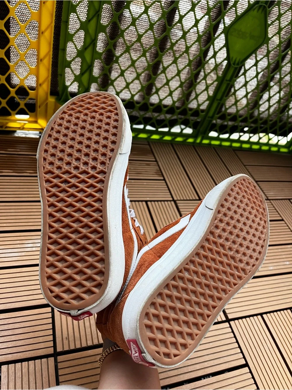 Vans Brown Suede Hi-Skate High-Top  Sneakers in Brown/White